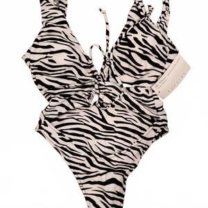 Black and White Zebra Print Swimsuit